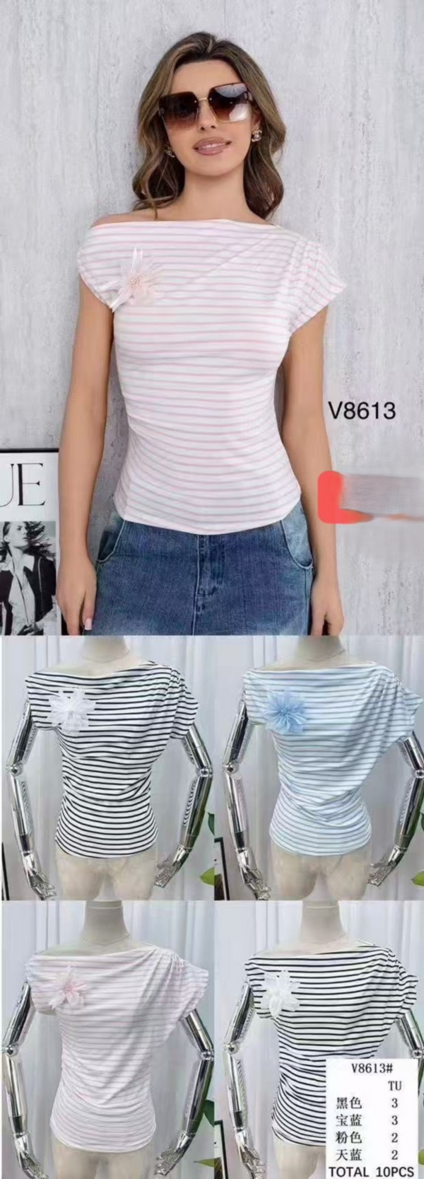 Bluzki damskie Roz Standard, Mix Kolor .Paczka 10 szt